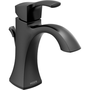 Moen Voss Matte Black One-Handle Single Hole Bathroom Sink Faucet with Optional Deckplate, 6903BL