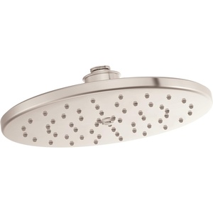 Moen Waterhill Brushed Nickel 10-Inch Wide Single Function Rain Showerhead with Immersion Rainshower Technology, S112BN(Polished Nickel)