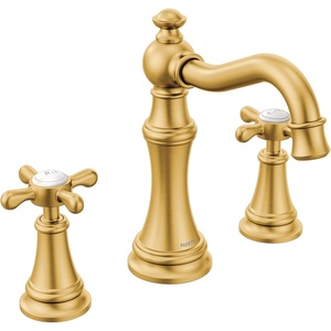 Moen Weymouth Brushed Gold Two-Handle Widespread Cross Handle Bathroom Faucet Trim Kit, Valve Required, TS42114BG(Brushed Gold)
