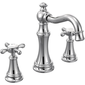 Moen Weymouth Brushed Gold Two-Handle Widespread Cross Handle Bathroom Faucet Trim Kit, Valve Required, TS42114BG(Chrome)
