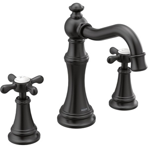 Moen Weymouth Brushed Gold Two-Handle Widespread Cross Handle Bathroom Faucet Trim Kit, Valve Required, TS42114BG(Matte Black)