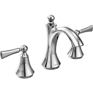 Moen Wynford Brushed Nickel Two-Handle Widespread High-Arc Bathroom Faucet with Lever Handles, Valve Required, T4520BN(Chrome)