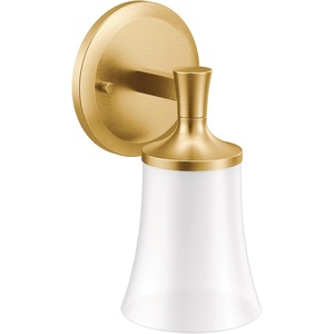 Moen YB0361CH Flara 1-Light Dual-Mount Bath Bathroom Vanity Light Fixture with Frosted Glass, Chrome(Brushed Gold)