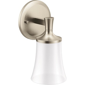 Moen YB0361CH Flara 1-Light Dual-Mount Bath Bathroom Vanity Light Fixture with Frosted Glass, Chrome(Brushed Nickel)