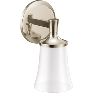 Moen YB0361CH Flara 1-Light Dual-Mount Bath Bathroom Vanity Light Fixture with Frosted Glass, Chrome(Polished Nickel)