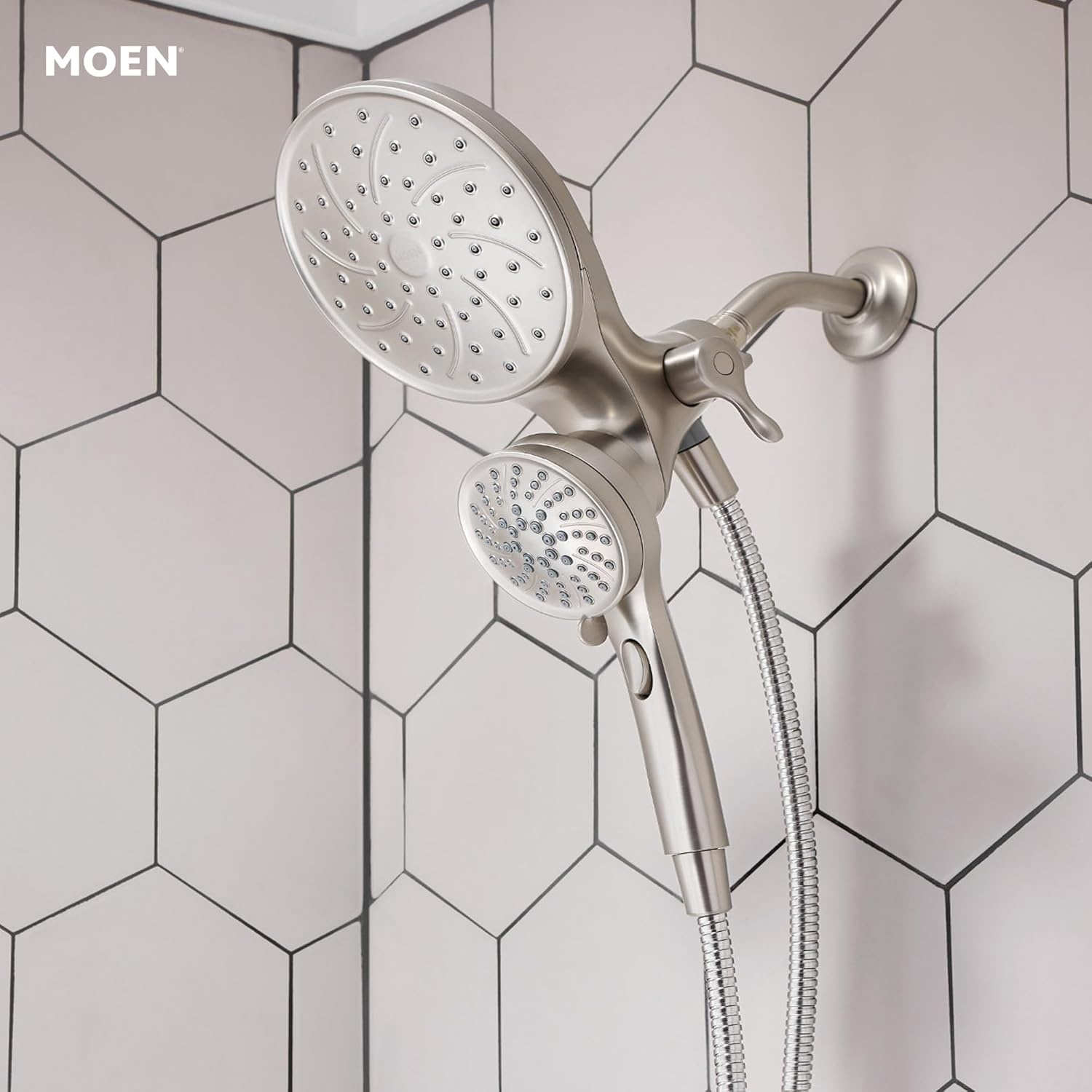 image:imageMoen 26008SRN Attract Magnetix SixFunction Handheld Showerhead with Magnetic Docking System Spot Resist Brushed Nickel