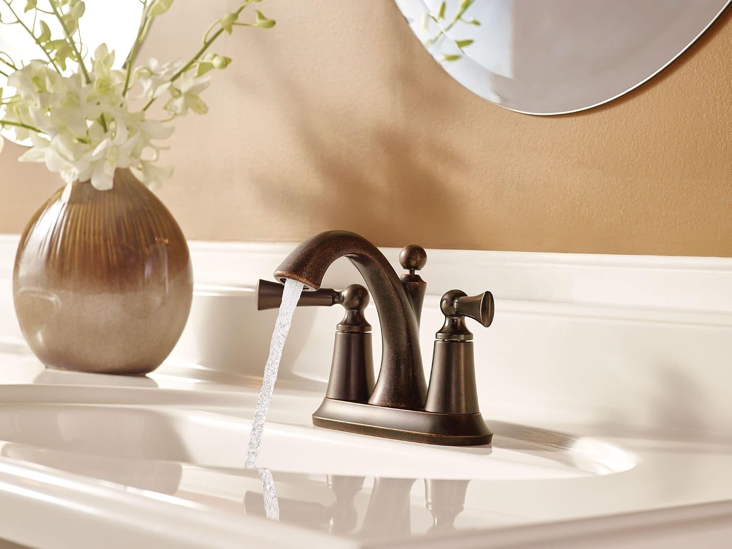 image:imageMoen 4505ORB Wynford TwoHandle Centerset High Arc Bathroom Faucet Oil Rubbed Bronze