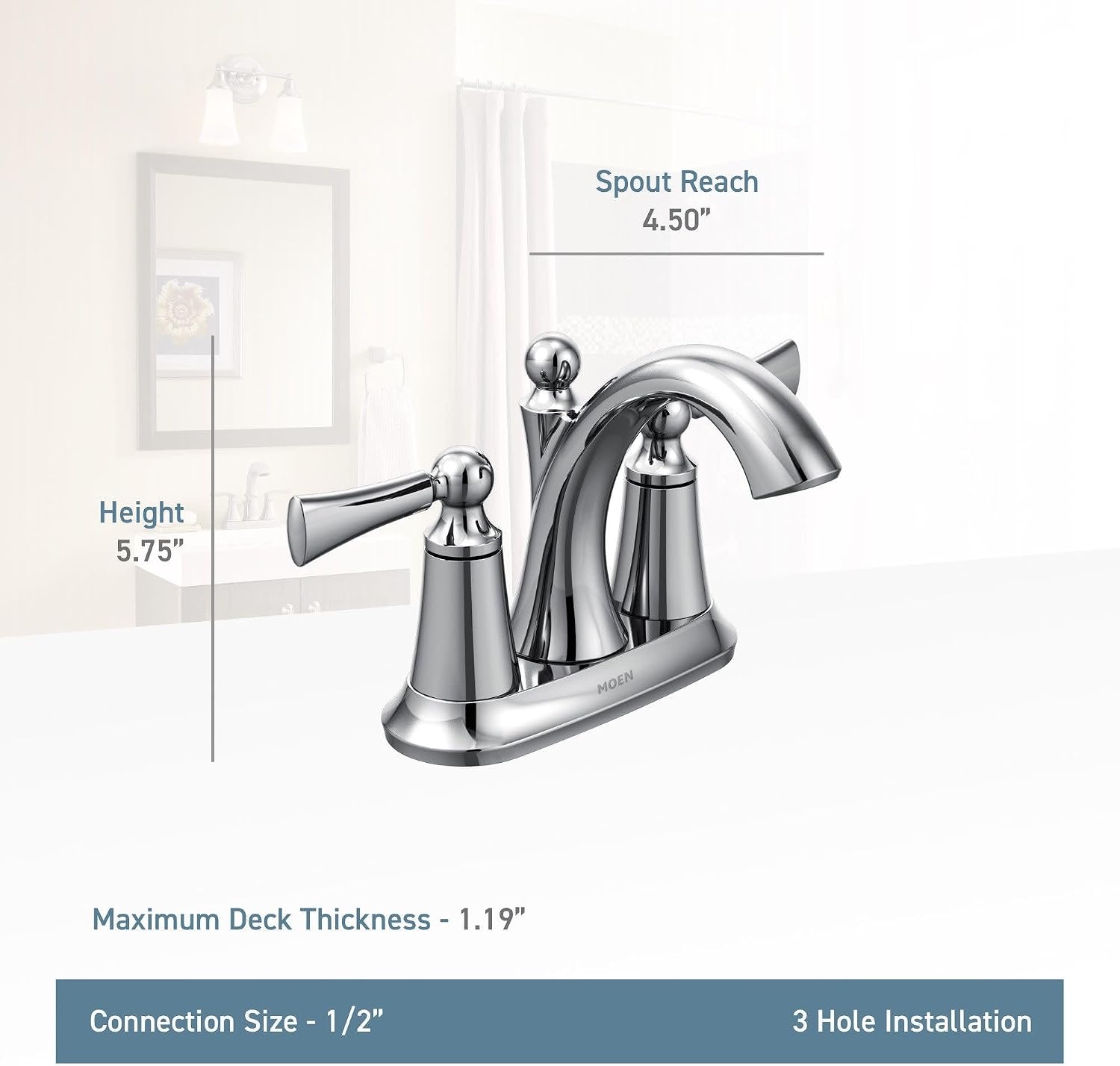 image:imageMoen 4505ORB Wynford TwoHandle Centerset High Arc Bathroom Faucet Oil Rubbed Bronze