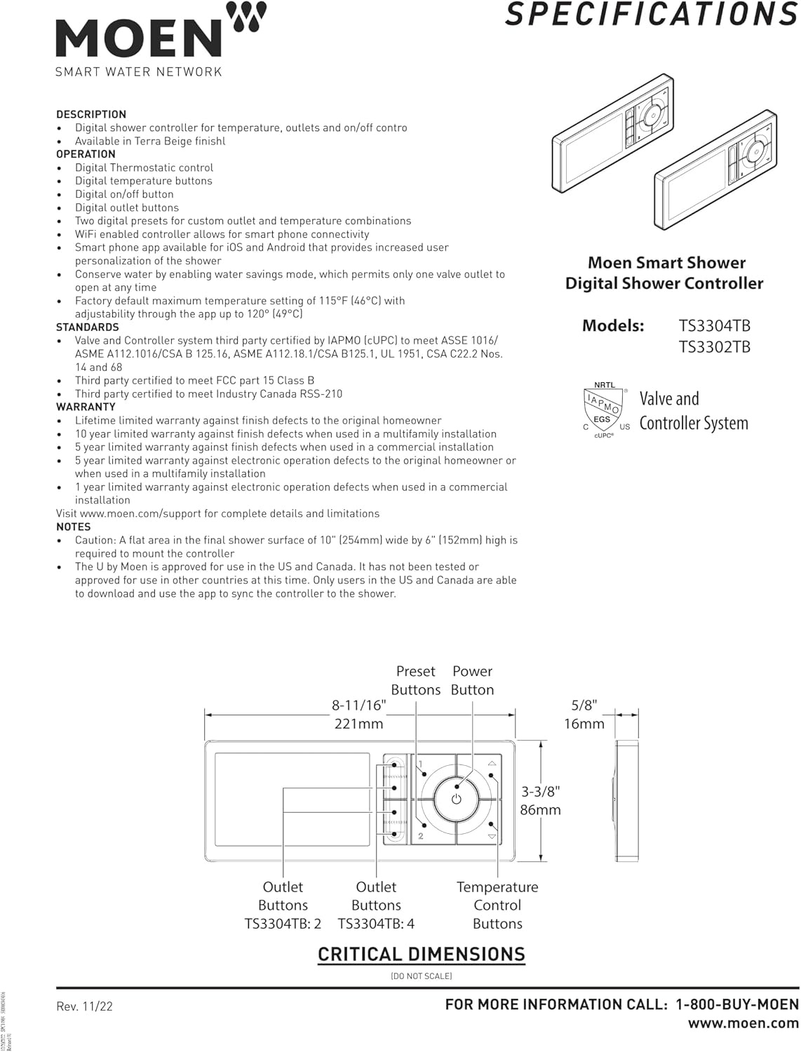 image:imageMoen TS3302TB U by Moen Digital Shower Controller and S3102 Valve 2OutletTerra Beige