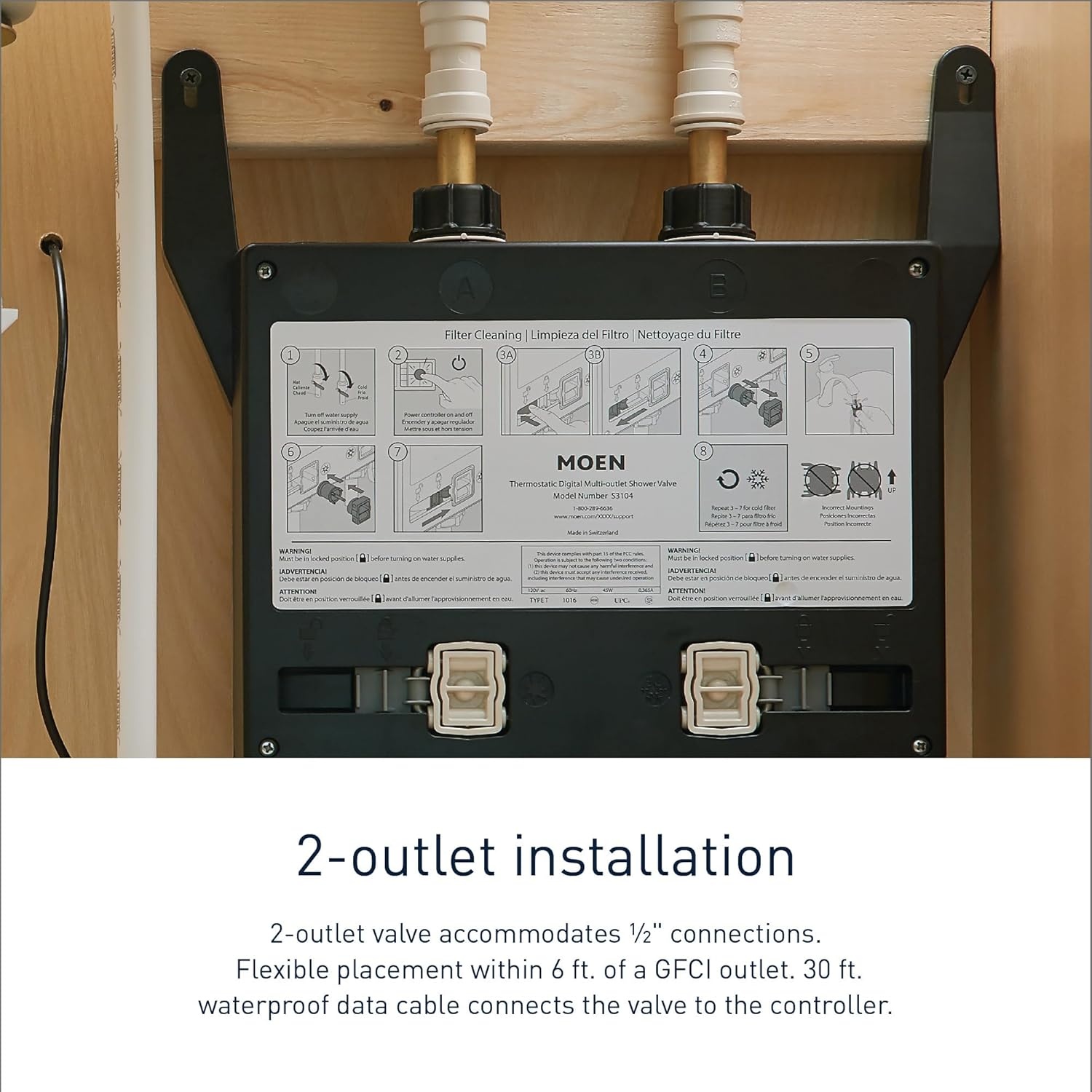 image:imageMoen TS3302TB U by Moen Digital Shower Controller and S3102 Valve 2OutletValve Only