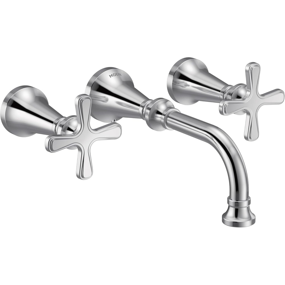 image:imageMoen Colinet Brushed Gold Traditional TwoHandle Widespread HighArc Bathroom Faucet with Cross Handles Valve Required TS44103BGChrome