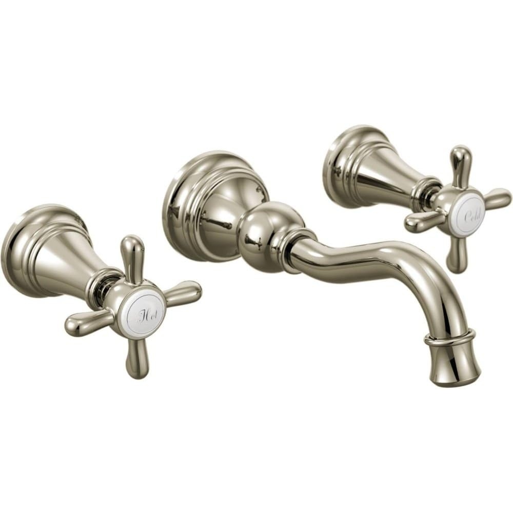 image:imageMoen TS42112ORB Weymouth Cross Handle Wall Mount Bathroom Faucet Trim Valve Required Oil Rubbed BronzePolished Nickel