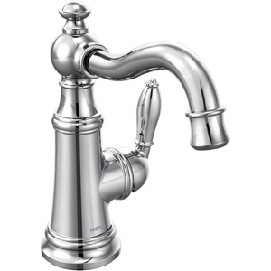 Moen S42107ORB Weymouth One-Handle Single Hole Traditional Bathroom Sink Faucet with Drain Assembly, Oil Rubbed Bronze(Chrome)
