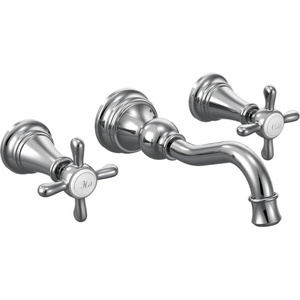 Moen TS42112ORB Weymouth Cross Handle Wall Mount Bathroom Faucet Trim, Valve Required, Oil Rubbed Bronze(Polished Chrome)