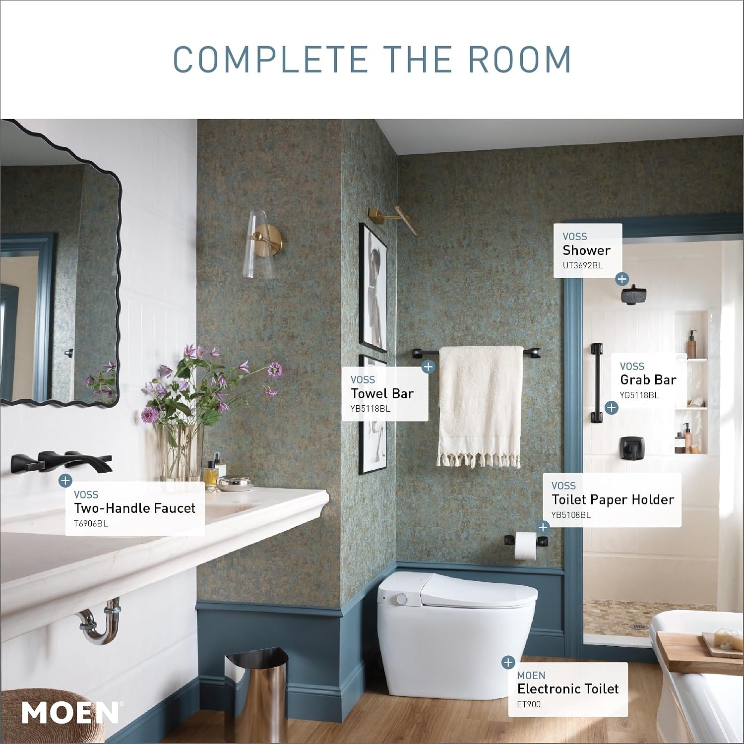 image:imageMoen Voss Matte Black MCORE 3Series 1Handle EcoPerformance Shower Trim Kit Valve Required UT3692EPBL