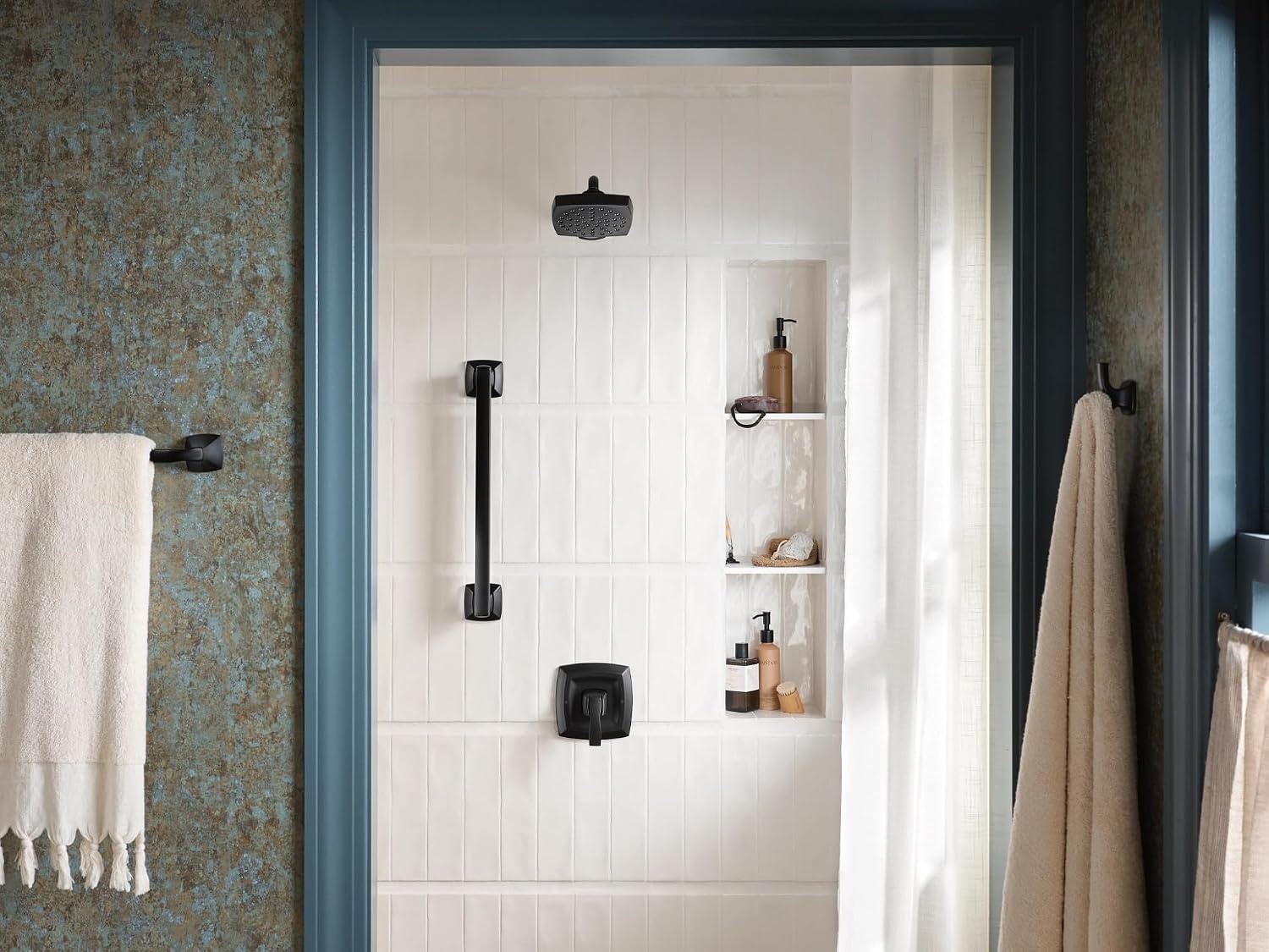 image:imageMoen Voss Matte Black MCORE 3Series 1Handle EcoPerformance Shower Trim Kit Valve Required UT3692EPBL