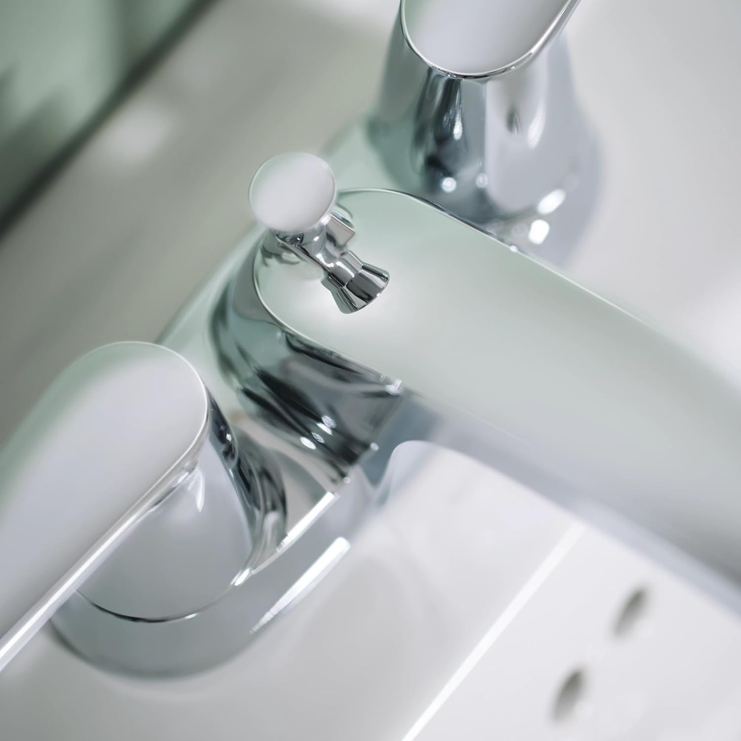 image:imageMoen Chateau Chrome TwoHandle Centerset Bathroom Faucet with Metal Drain Assembly 499525