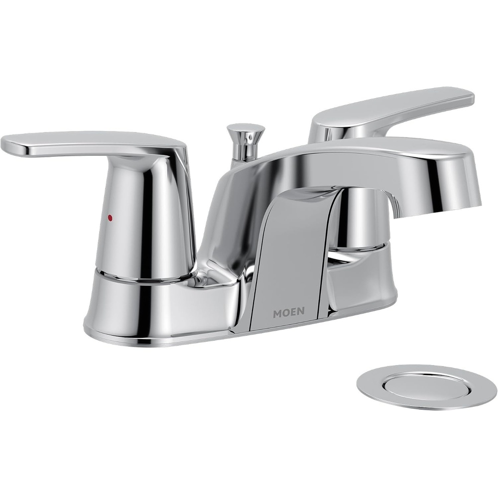 image:imageMoen Chateau Chrome TwoHandle Centerset Bathroom Faucet with Metal Drain Assembly 499525