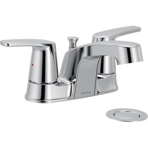 Moen Chateau Chrome Two-Handle Centerset Bathroom Faucet with Metal Drain Assembly, 499525