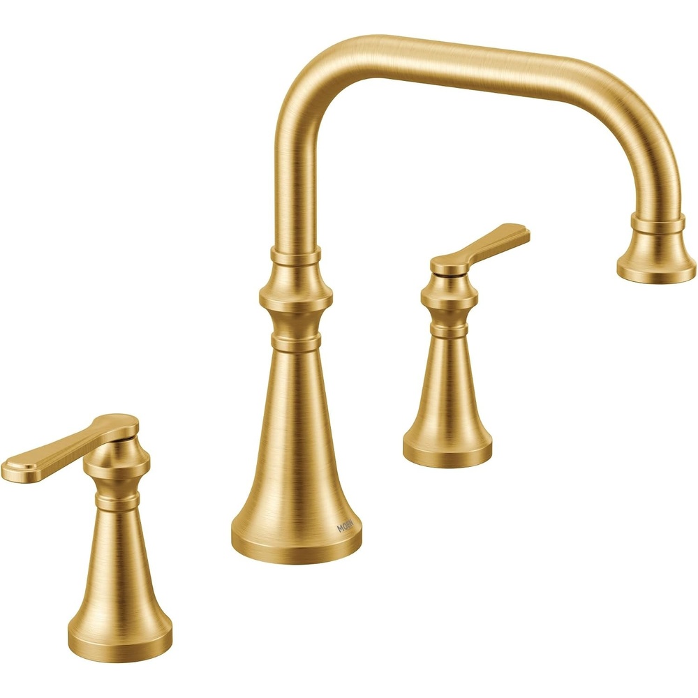 image:imageMoen TS44503BG Colinet Two Handle Arc DeckMount Roman Tub Faucet Trim with Lever Handles Valve Required Brushed GoldBrushed Gold