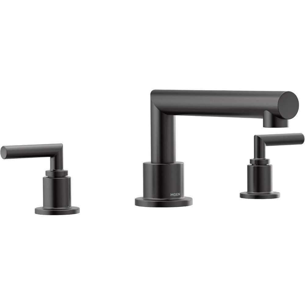 image:imageMoen TS93003BL Arris 2Handle Deck Mount Modern Roman Tub Faucet Trim Kit Valve Required Matte BlackMatte Black