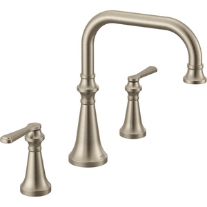 Moen TS44503BG Colinet Two Handle Arc Deck-Mount Roman Tub Faucet Trim with Lever Handles, Valve Required, Brushed Gold(Brushed Nickel)