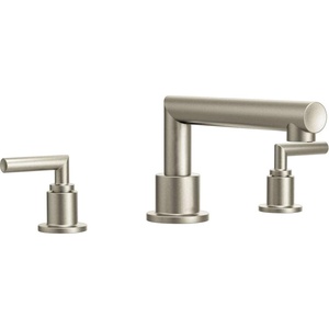 Moen TS93003BL Arris 2-Handle Deck Mount Modern Roman Tub Faucet Trim Kit, Valve Required, Matte Black(Brushed Nickel)