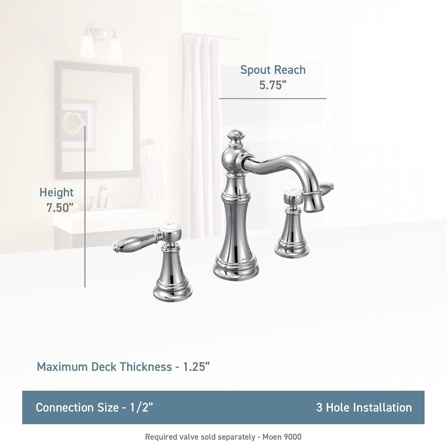 image:imageMoen TS42108ORB Weymouth TwoHandle High Arc Bathroom Faucet Trim Kit Without Valve Oil Rubbed BronzeMatte Black