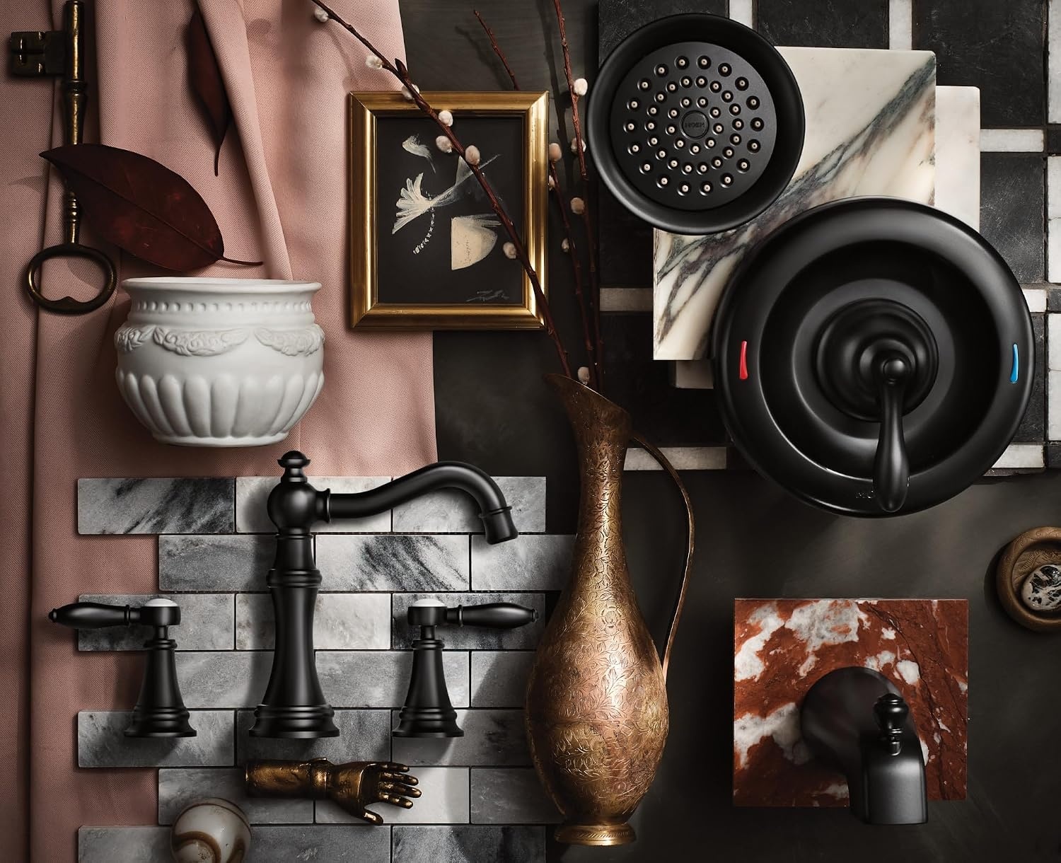image:imageMoen TS42108ORB Weymouth TwoHandle High Arc Bathroom Faucet Trim Kit Without Valve Oil Rubbed BronzeMatte Black