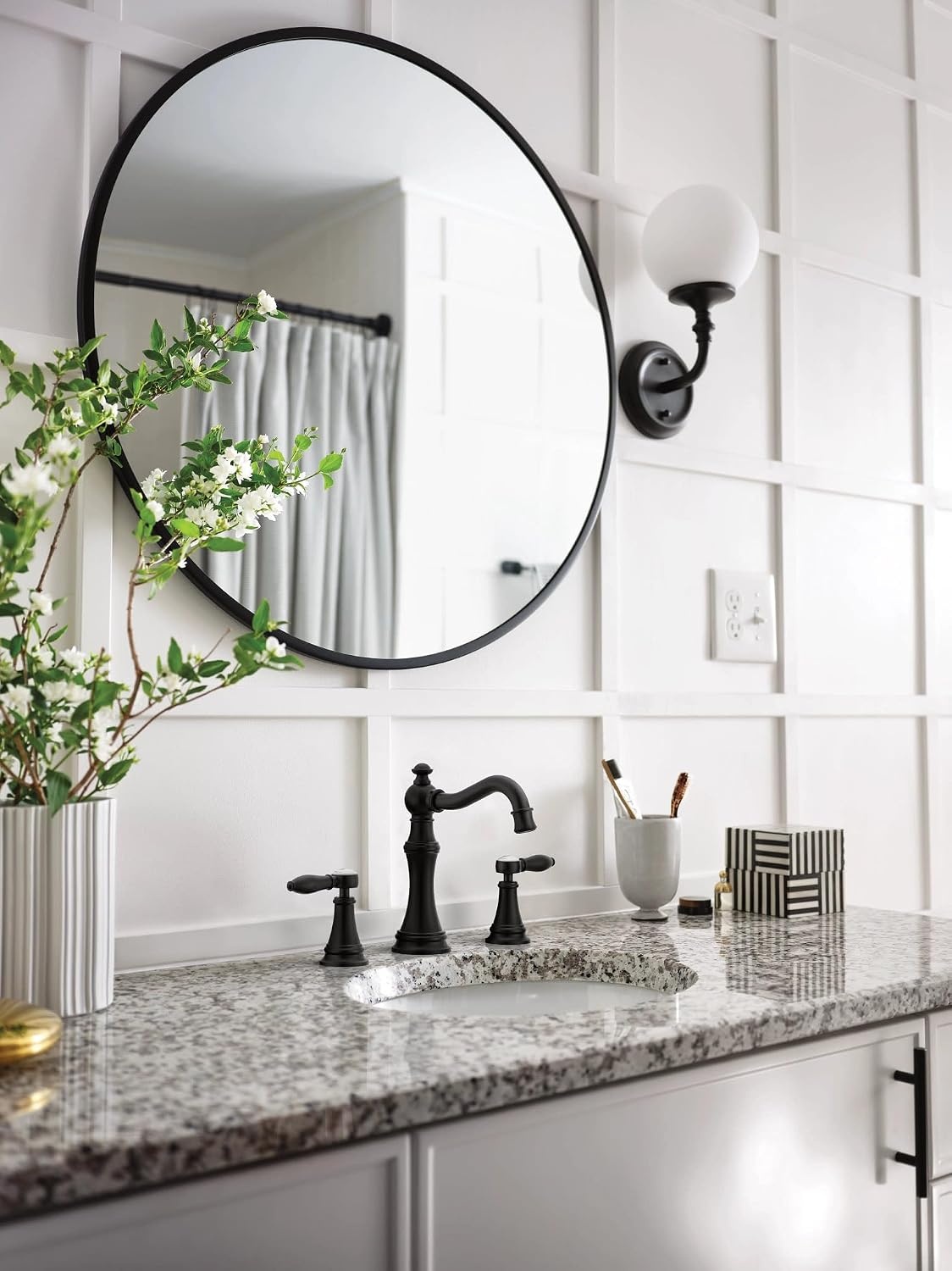 image:imageMoen TS42108ORB Weymouth TwoHandle High Arc Bathroom Faucet Trim Kit Without Valve Oil Rubbed BronzeMatte Black