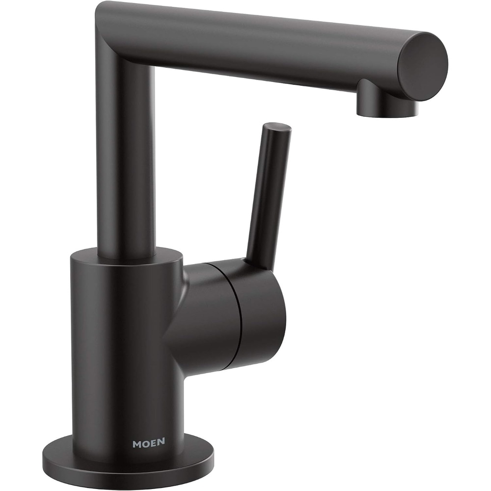 image:imageMoen S43001BL Arris OneHandle Single Hole Modern Bathroom Faucet Matte BlackMatte Black
