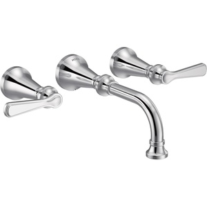 Moen TS44104 Colinet Traditional Lever Handle Wall Mount Bathroom Faucet Trim, Valve Required, Chrome