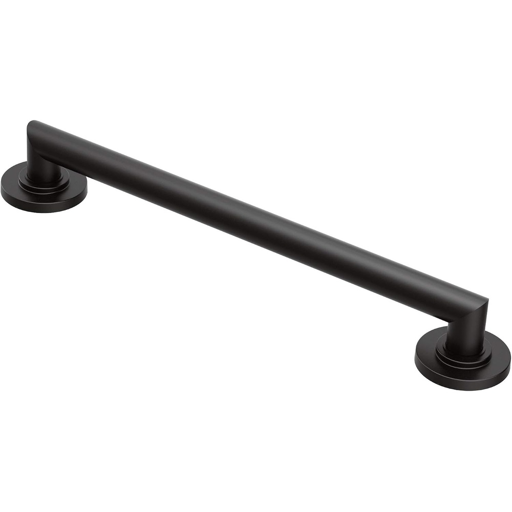 image:imageMoen YG0812CH Bathroom Safety 12Inch Stainless Steel Modern Bathroom Grab Bar ChromeMatte Black
