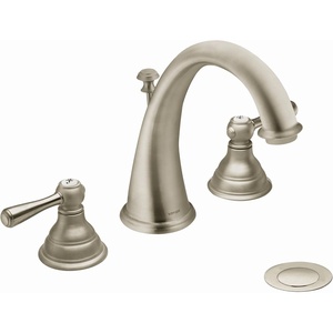 Moen Kingsley Brushed Nickel Two-Handle Widespread High-Arc Bathroom Faucet, Valve Required, T6125BN